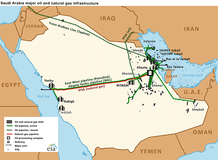 saudi oil infrastructure map